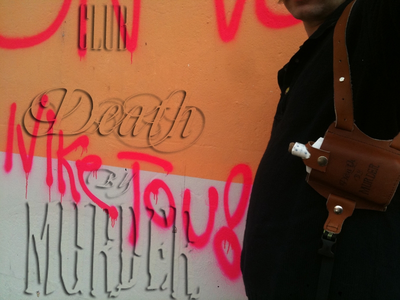 paraphenilia, club death by murder, advertising, holster